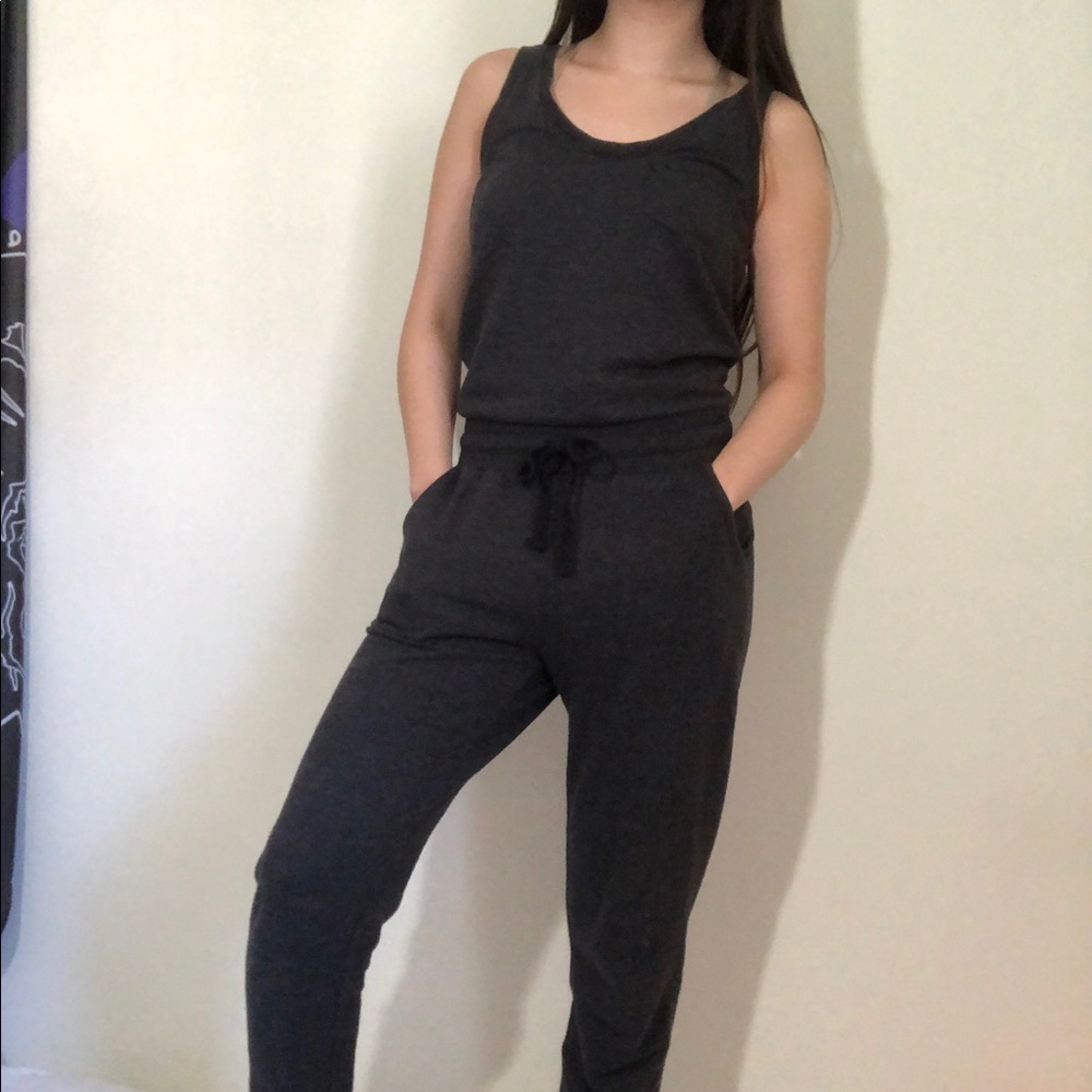 Pjs | Dark gray jumpsuit pajamas with pockets